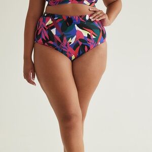 Penningtons high rise Colorful Abstract Bikini Bottom 0X NWT reversible